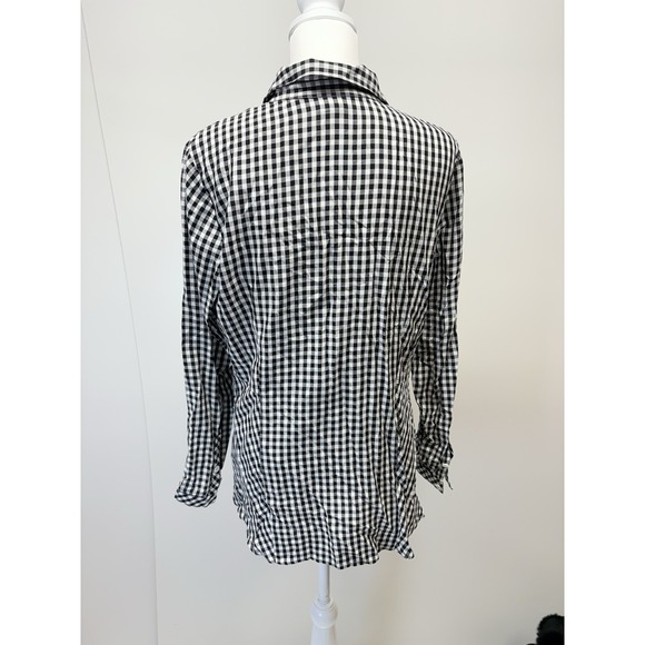 J Jill Black And White Gingham Button Down Women's 100% Rayon Size Petite Medium - Picture 3 of 6